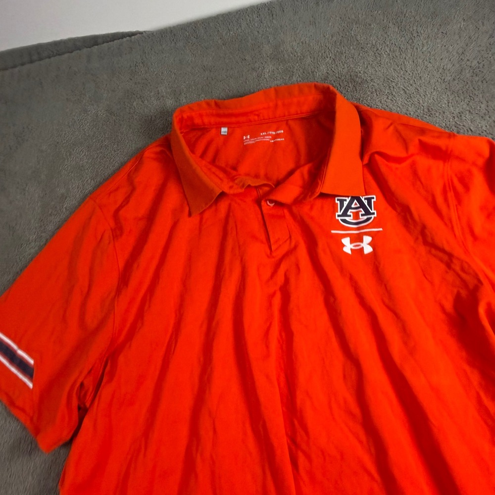 Under Armour Auburn Tigers HeatGear Polo Shirt Mens XXL Orange Loose Fit NCAA